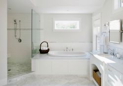 inviting bathroom shower and separate bathtub design